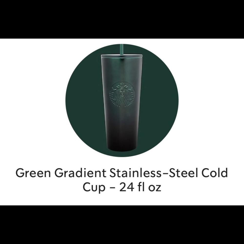 Starbucks Stainless Steel Green to Black Gradient cold cup 24oz Venti